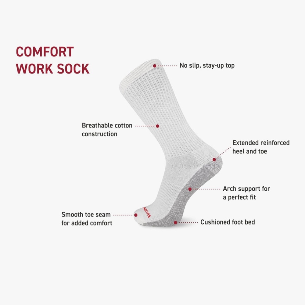 New Wolverine Men's White and Gray Crew Socks 1 pairs